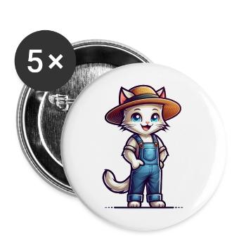 Éleveur de chats mignons - Lot de 5 grands badges (56 mm) - blanc - Devant