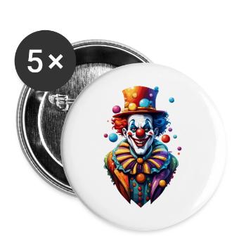 Clown / Zirkus / Fasching / Karneval / verspielt - Buttons groß 56 mm (5er Pack) - Weiß - Vorne