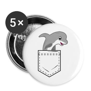Poche de chemise avec dauphin mignon - Lot de 5 grands badges (56 mm) - blanc - Devant