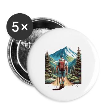 Abenteuer Bergpfad - Buttons groß 56 mm (5er Pack) - Weiß - Vorne
