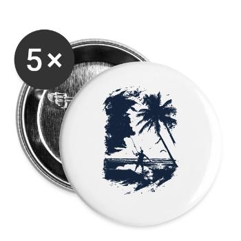 Kiteboarder in blauem Print - Buttons groß 56 mm (5er Pack) - Weiß - Vorne