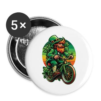 Conception de vélo lutin pour la Saint-Patrick - Lot de 5 grands badges (56 mm) - blanc - Devant