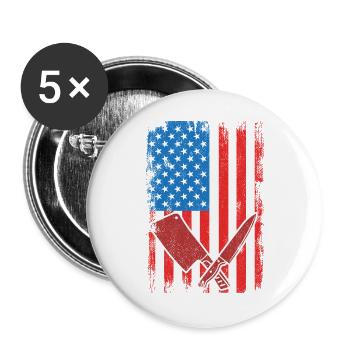 US Flagge Schlachter - Buttons groß 56 mm (5er Pack) - Weiß - Vorne