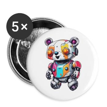 Robot Animal / AI / Mechanized Animals / Comic - Buttons large 2.2''/56 mm (5-pack) - white - Front