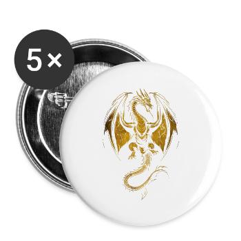 Golden dragon rampant - Buttons large 2.2''/56 mm (5-pack) - white - Front