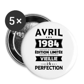 40th Anniversary - April 1984 Perfection - Buttons large 2.2''/56 mm (5-pack) - white - Front
