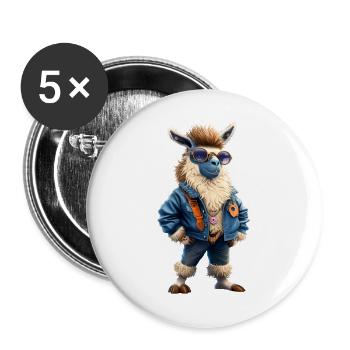 Hipster Lama - Buttons groß 56 mm (5er Pack) - Weiß - Vorne