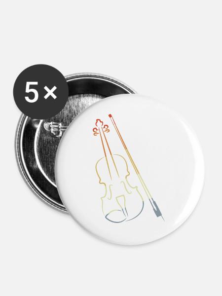 Violine und Bogen - Buttons groß 56 mm (5er Pack) - Weiß