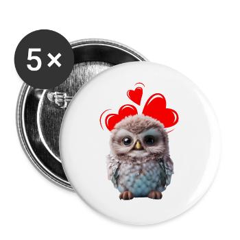 Valentinstag Geschenk,Happy Valentine's Day Shirt - Buttons groß 56 mm (5er Pack) - Weiß - Vorne