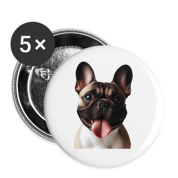 Un bouledogue français - Lot de 5 grands badges (56 mm) - blanc - Devant