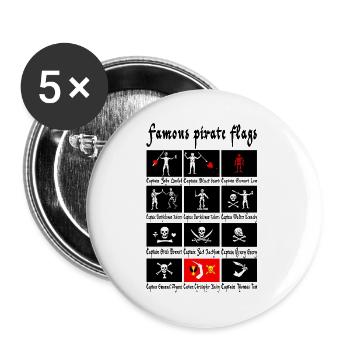 Famous Pirates and Their Flags - Buttons large 2.2''/56 mm (5-pack) - white - Front