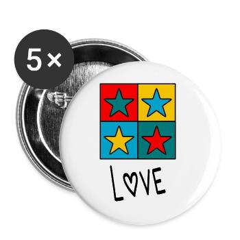 VALENTINSTAG. Junggesellinnenabschied. ICH LIEBE DICH. ICH LIEBE DICH. LIEBE - Buttons groß 56 mm (5er Pack) - Weiß - Vorne