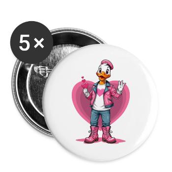 Cute duck with heart - Buttons large 2.2''/56 mm (5-pack) - white - Front