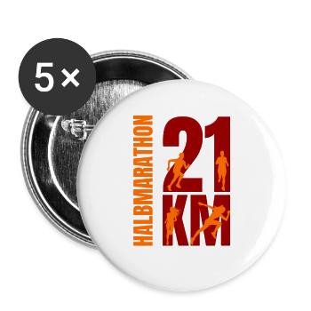 21 KM - Halbmarathon - Buttons groß 56 mm (5er Pack) - Weiß - Vorne
