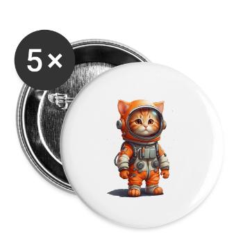 Cute Astronaut orange baby cat design - Buttons groß 56 mm (5er Pack) - Weiß - Vorne