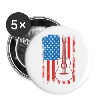 U.S. Flag Guitarist - Buttons large 2.2''/56 mm (5-pack) - white - Front