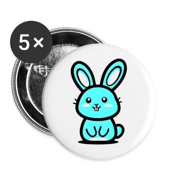 Icône de Pâques lapin - Lot de 5 grands badges (56 mm) - blanc - Devant