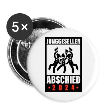 Junggesellen Abschied 2024 Jga - Buttons groß 56 mm (5er Pack) - Weiß - Vorne