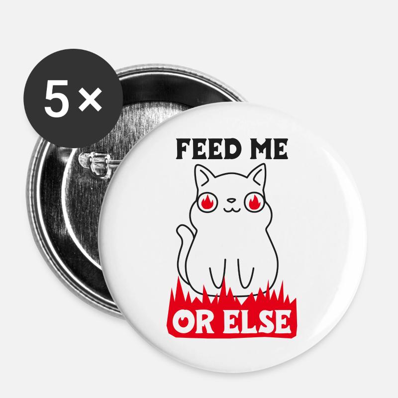 Feed me or else - Buttons groß 56 mm (5er Pack) - Weiß