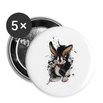 Osterhase Comic-splash Poster - Buttons groß 56 mm (5er Pack) - Weiß - Vorne