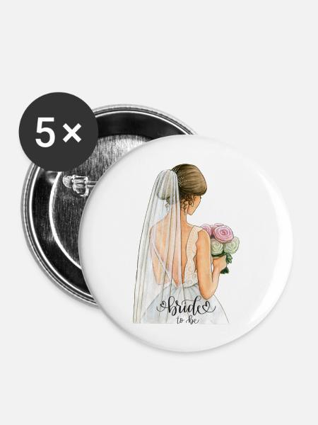Bride to be - Buttons groß 56 mm (5er Pack) - Weiß