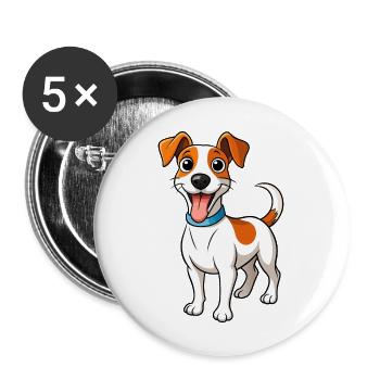 Jack Russell Terrier énergique - Lot de 5 grands badges (56 mm) - blanc - Devant