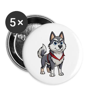Un chien d’élan norvégien à l’expression déterminée - Lot de 5 grands badges (56 mm) - blanc - Devant