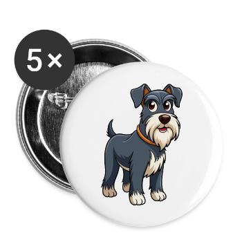 Gracieux Standard Schnauzer chien Art - Lot de 5 grands badges (56 mm) - blanc - Devant