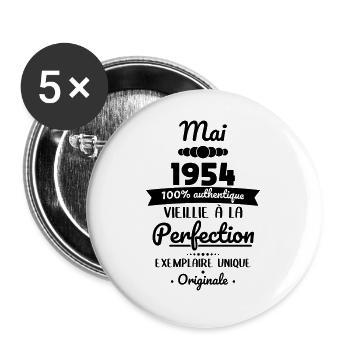 70th Anniversary - May 1954 Original - Buttons large 2.2''/56 mm (5-pack) - white - Front