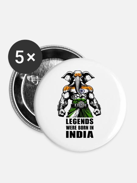 Indien Elefanten Legenden Design - Buttons groß 56 mm (5er Pack) - Weiß