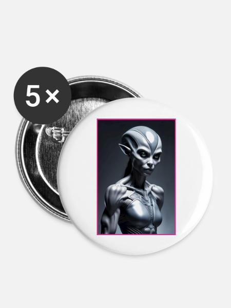 Alien woman - Buttons large 2.2''/56 mm (5-pack) - white