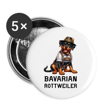 Rottweiler Bayern Design - Buttons groß 56 mm (5er Pack) - Weiß - Vorne