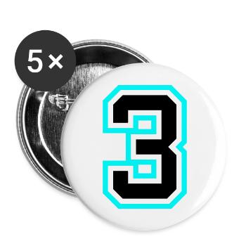 3 Number symbol - Buttons large 2.2''/56 mm (5-pack) - white - Front