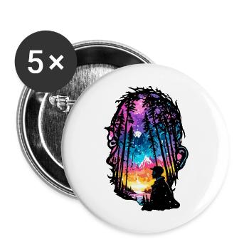 Silhouette / Wald / Porträt / Bäume / Person - Buttons groß 56 mm (5er Pack) - Weiß - Vorne