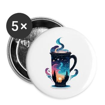 Silhouette / Wald / Porträt / Bäume / Tasse - Buttons groß 56 mm (5er Pack) - Weiß - Vorne
