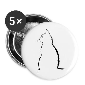 Cat, Cat Motif - Buttons large 2.2''/56 mm (5-pack) - white - Front