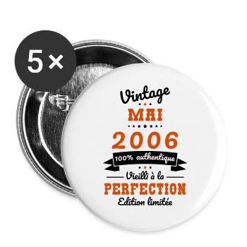 18th Birthday - Vintage - May 2006 - Buttons large 2.2''/56 mm (5-pack) - white - Front