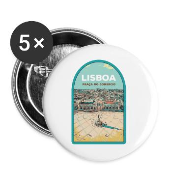 Illustration Commerce Square, Lisbon - Buttons large 2.2''/56 mm (5-pack) - white - Front