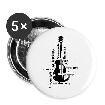 Gitarre Illustration Typografie Western Logo icon - Buttons groß 56 mm (5er Pack) - Weiß - Vorne