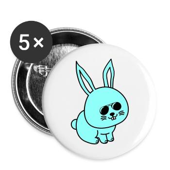 hase comic cool - Buttons groß 56 mm (5er Pack) - Weiß - Vorne