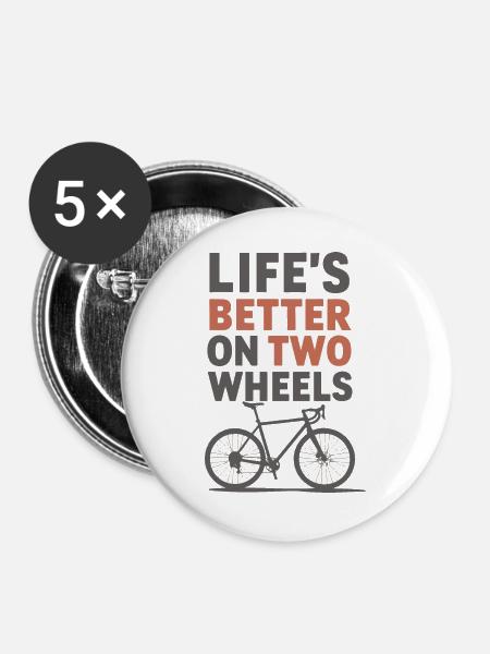 Life's better on two wheels - Buttons groß 56 mm (5er Pack) - Weiß