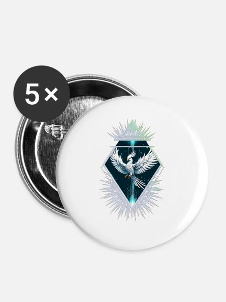 Wunderbarer weißer Fantasy-Phönix. - Buttons groß 56 mm (5er Pack) - Weiß