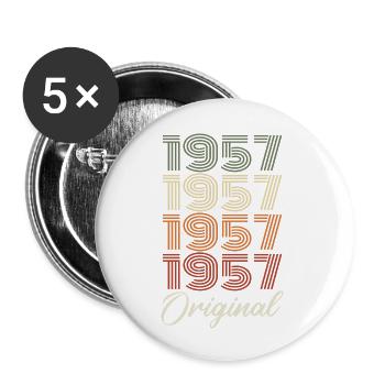 1957 Cadeau D'anniversaire Vintage Original 1957 - Lot de 5 grands badges (56 mm) - blanc - Devant