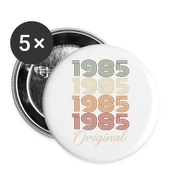 1985 Original Vintage Geburtstagsgeschenk 1985 - Buttons groß 56 mm (5er Pack) - Weiß - Vorne