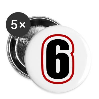 6 Zahl College - Buttons groß 56 mm (5er Pack) - Weiß - Vorne
