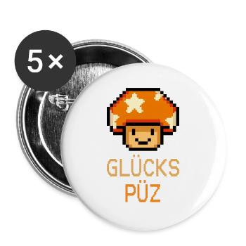 Glückspüz - Lucky Guy, Dialect, Pixel - Buttons large 2.2''/56 mm (5-pack) - white - Front