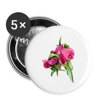 Pink Calla Bouquet Art - Buttons large 2.2''/56 mm (5-pack) - white - Front