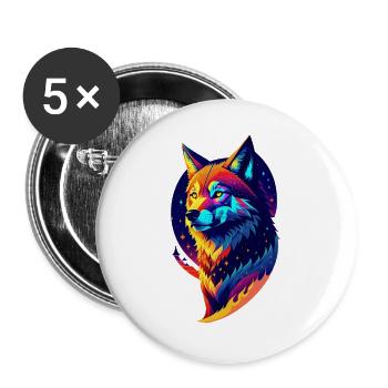 Wolf in the Night - Multicolored Decor - Buttons large 2.2''/56 mm (5-pack) - white - Front