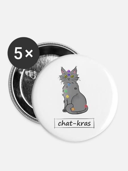 Chat-kras - Buttons groß 56 mm (5er Pack) - Weiß