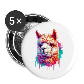 Alpaga - Lot de 5 grands badges (56 mm) - blanc - Devant